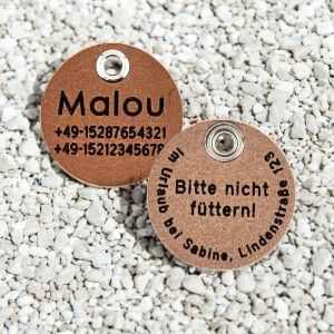 Hundemarke Wasserbüffelleder 30 mm beidseitig