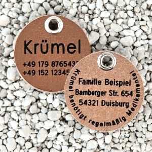 Hundemarke Wasserbüffelleder 36 mm beidseitig