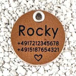 Hundemarke Wasserbüffelleder 40 mm