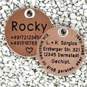 Hundemarke Wasserbüffelleder 40 mm beidseitig