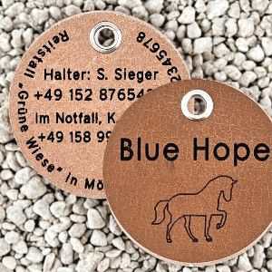 Hundemarke Wasserbüffelleder 50 mm beidseitig