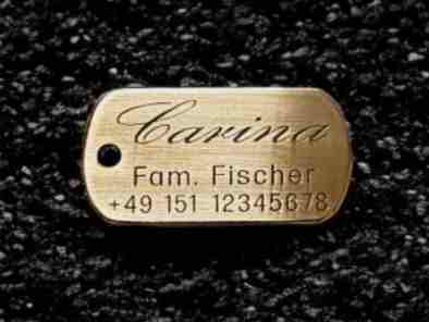 Hundemarke Messing Dogtag, 40 mm, einseitig