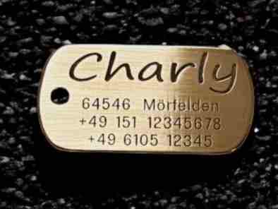 Hundemarke Messing Dogtag, 50 mm, einseitig