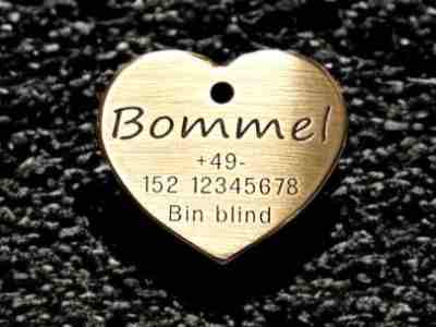 Hundemarke Messing Herz, 40 mm, einseitig