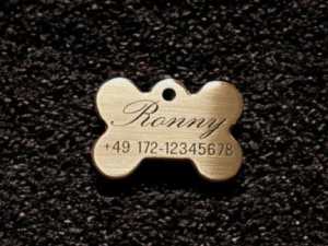 Hundemarke Messing Knochen 338 mm