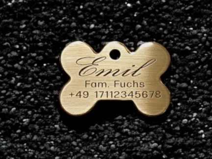Hundemarke Messing Knochen 38 mm