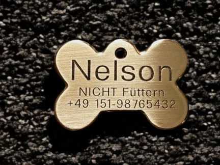 Hundemarke Messing Knochen 448 mm