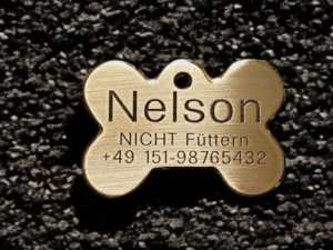 Hundemarke Messing Knochen 448 mm