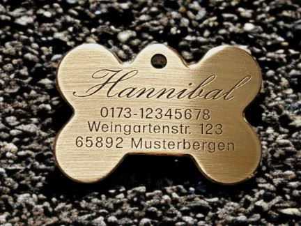 Hundemarke Messing Knochen 508 mm