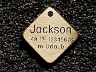 Hundemarke Messing Raute 38 mm