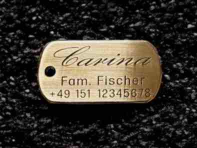 Hundemarke Messing Dogtag, 40 mm, beidseitig