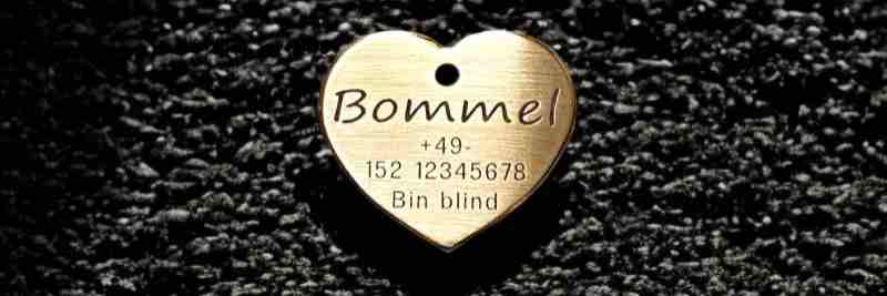 Hundemarke Messing Herz, 40 mm, beidseitig