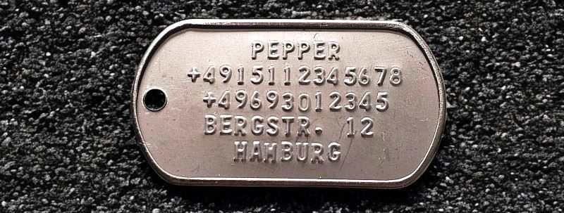 Original Army-Dogtags - Einzeldogtag, Farbe: Silber