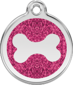 hundemarke reddingo knochen glitzerhotpink